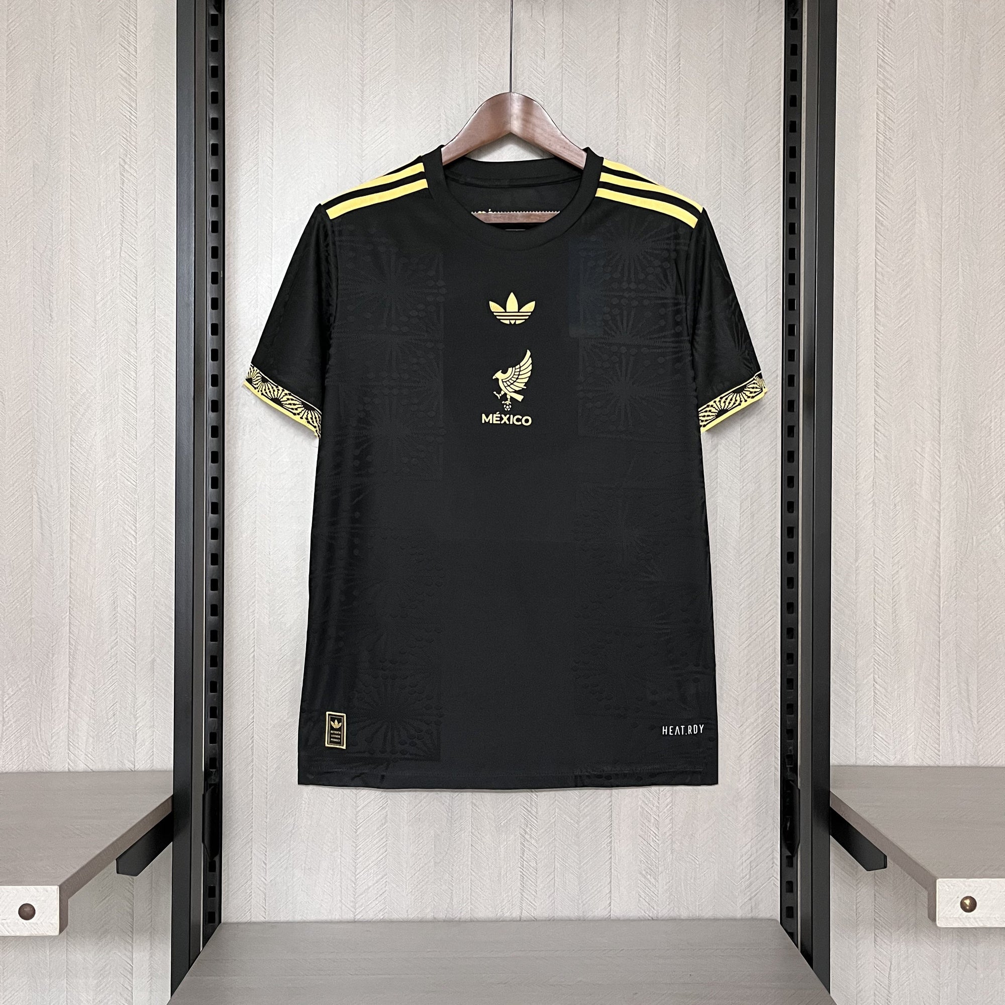 Camisa México 2025 Ouro Adidas Masculina - Preto+Dourado