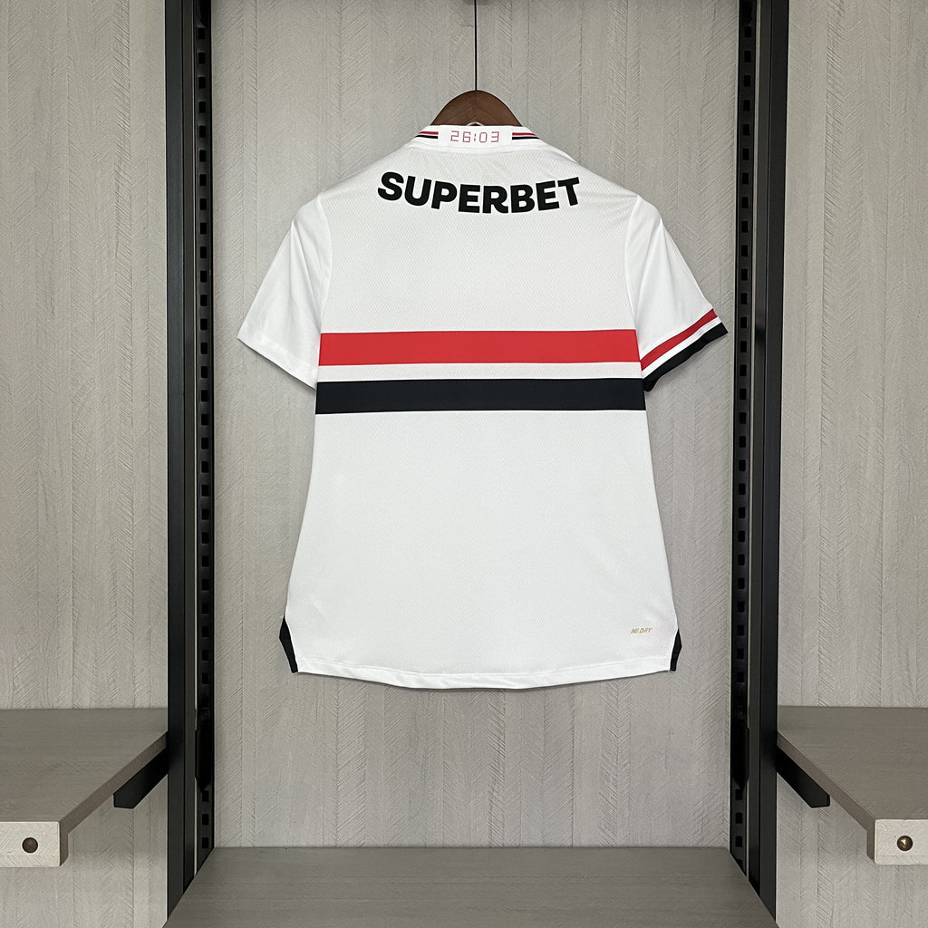 Camisa São Paulo 25/26 Casa - Branco+Vermelho - (Feminina)