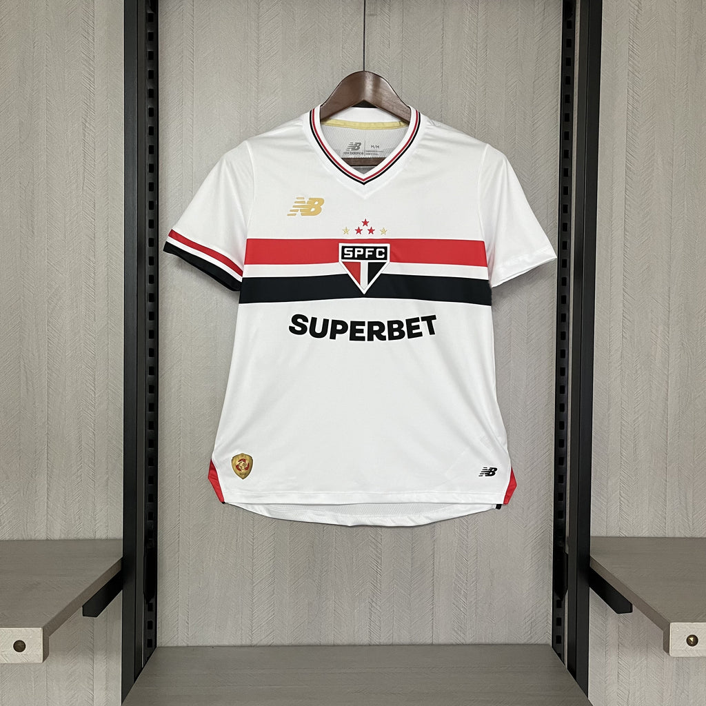 Camisa São Paulo 25/26 Casa - Branco+Vermelho - (Feminina)