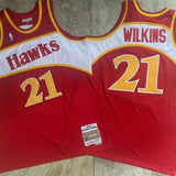 Regata NBA Atlanta Hawks Mitchell & Ness Authentic Wilkins 21 - Vermelha e Branca