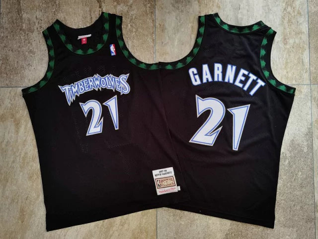 Regata NBA Atlanta Hawks Retrô 1997 - 1998 Mitchell & Ness Authentic Garnett 21 - Preta