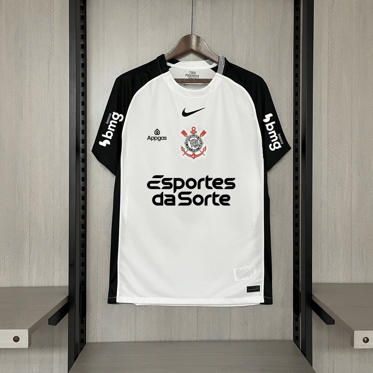 Camisa Nike Corinthians  I 2025  - Preta e Branca - Masculina