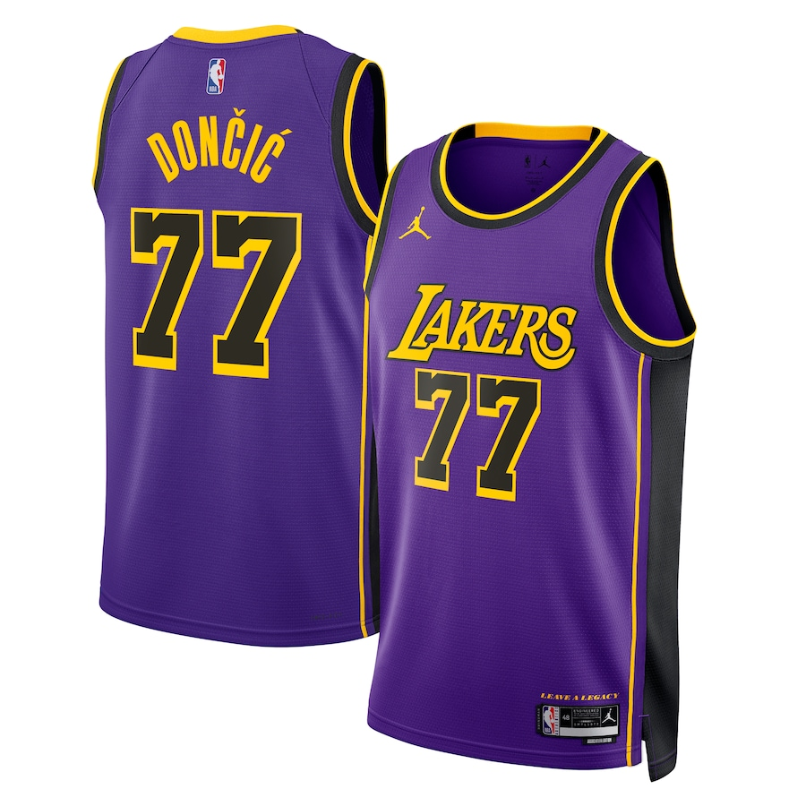 Regata NBA Nike Los Angeles Lakers nº 77 Luka Dončić Masculina - Roxo e Preto