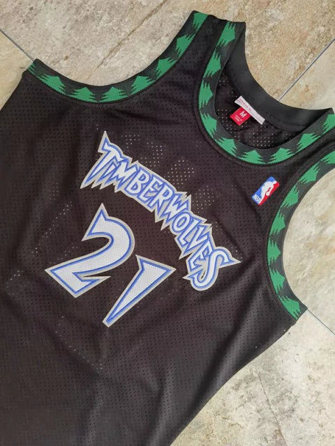 Regata NBA Atlanta Hawks Retrô 1997 - 1998 Mitchell & Ness Authentic Garnett 21 - Preta
