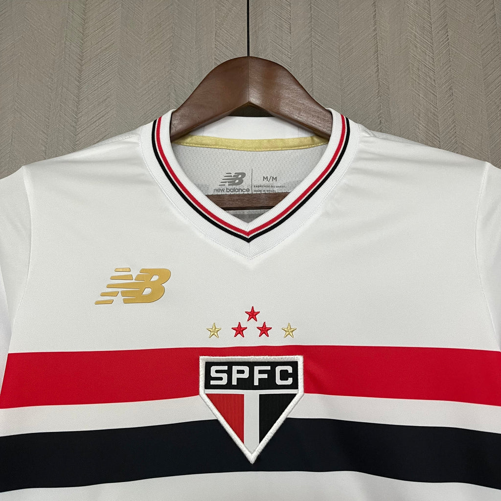 Camisa São Paulo 25/26 Casa - Branco+Vermelho - (Feminina)