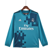 Camisa Retrô Real Madrid II Away 2017/18 Manga Longa Masculino Azul