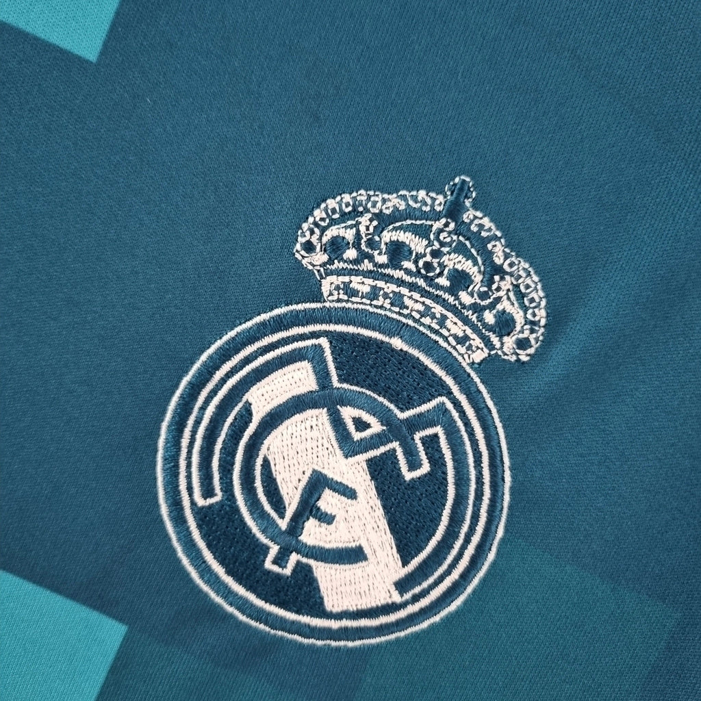 Camisa Retrô Real Madrid II Away 2017/18 Manga Longa Masculino Azul